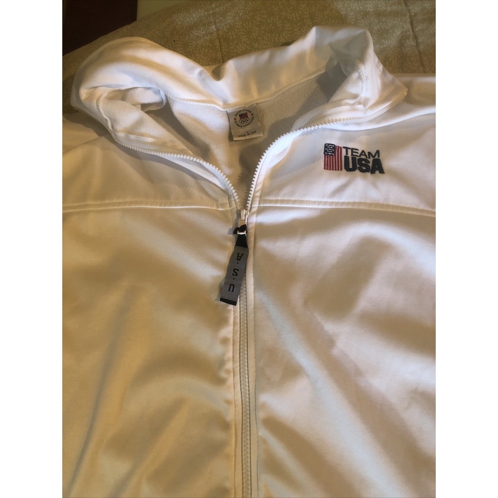 Team USA Warm Up Jacket White‎ Size Large Used Olympics